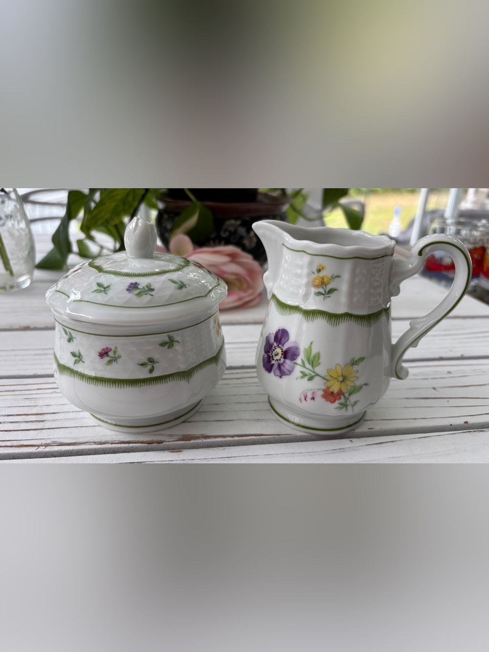 Lovely Vintage Heinrich Sugar Bowl and Creamer Set Chambord Pattern
